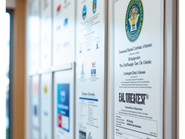 Safety certifications and accreditations display
